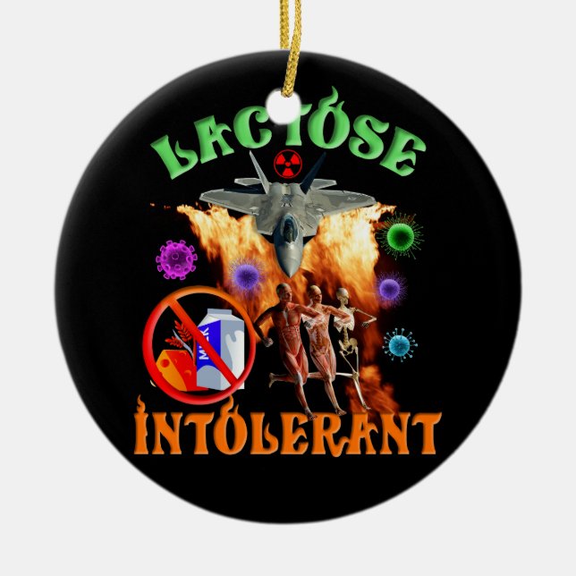 Laktos Intolerant Ironic Sarcastic Halloween Crin Julgransprydnad Keramik (Framsidan)