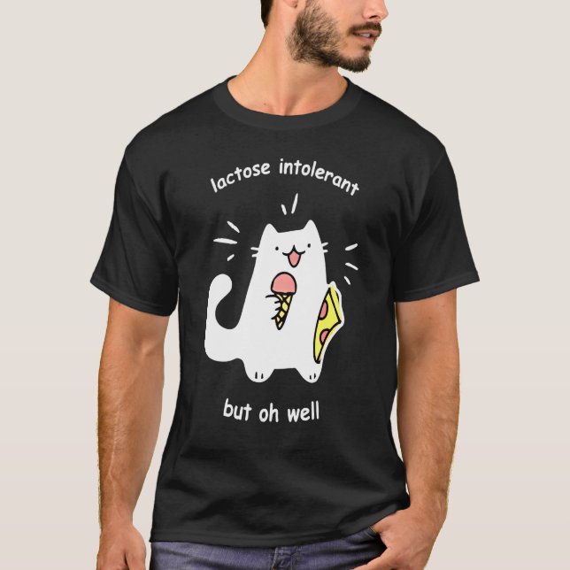 Laktos Otolerant men å gles katt T Shirt (Framsida)