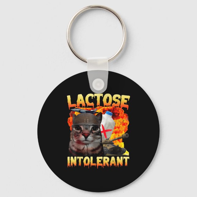 Laktosintolerant dum katt meme rolig text Katt Nyckelring (Framsida)