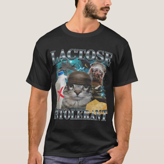 Laktosintolerant katt-meme t shirt (Framsida)
