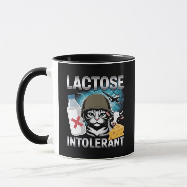 Laktosintolerant Katt Rolig Mjölk Ost Ko Mugg (Vänster)
