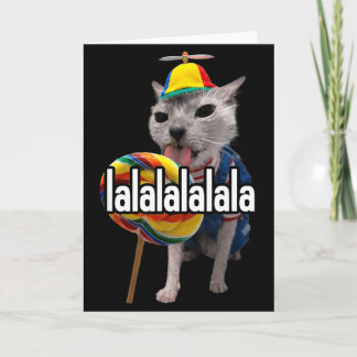 Lalalala Rolig Dum Kat Med Lollipop Meme Män Kvinn Kort