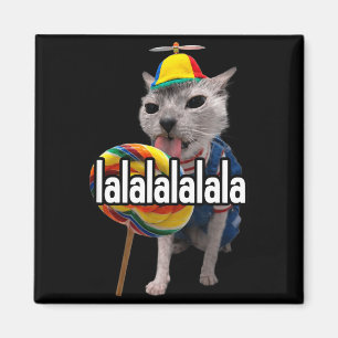Lalalala Rolig Dumma Katt Med Lollipop Meme Män Kv Magnet