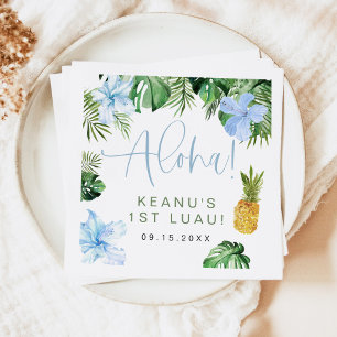 LALANI Tropical Blue Hibiscus Luau 1:a födelsedage Pappersservett