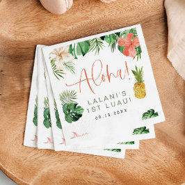 LALANI Tropical Rosa Hibiscus Luau 1:a födelsedage Pappersservett