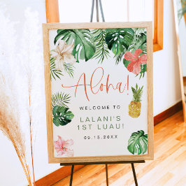 LALANI Tropical Rosa Hibiscus Luau 1:a födelsedage Poster