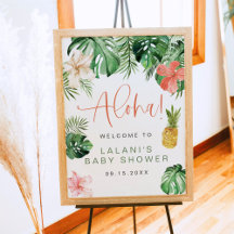 LALANI Tropical Rosa Hibiscus Luau Baby Shower