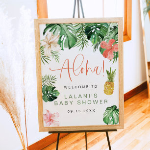 LALANI Tropical Rosa Hibiscus Luau Baby Shower Poster