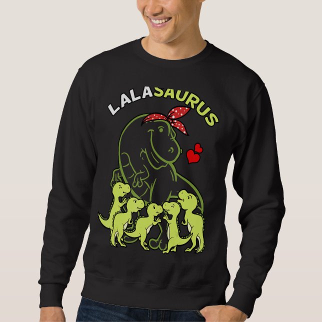 Lalasaurus Lala 5 Kids Dinosaur Mors dag Lång Ärmad Tröja (Framsida)