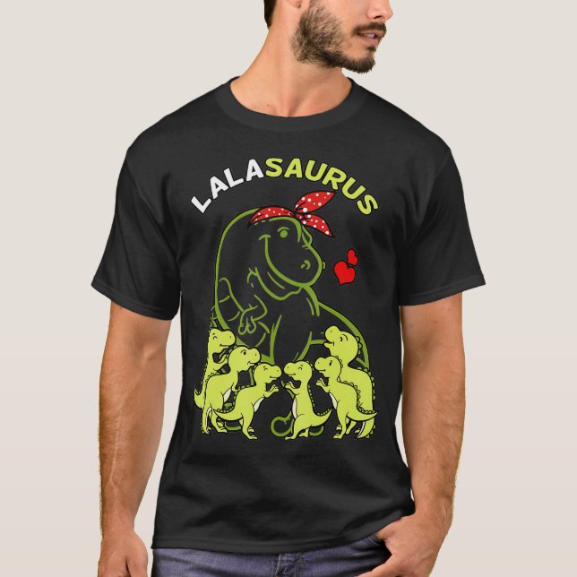 Lalasaurus Lala 6 Kids Dinosaur Mors dag T Shirt (Framsida)