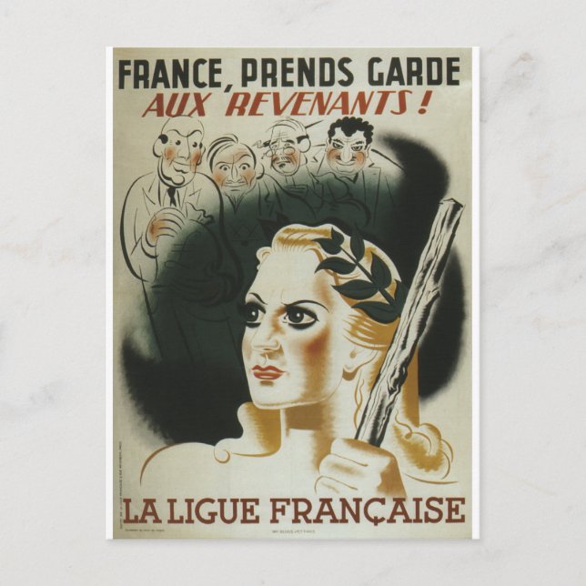 Laligue Francaise Propaganda Poster Vykort (Framsida)