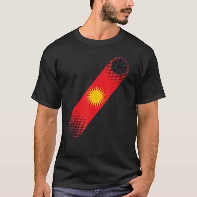 Lalish Ezyxan flag Yazidi design Melek Taus Ezidi  T Shirt (Framsida)