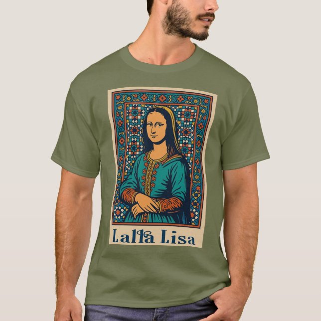 Lalla Lisa - Mona Lisa med Moroccan Mosaic Art S T Shirt (Framsida)