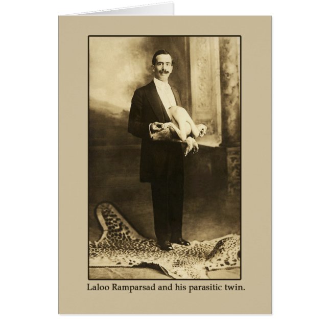 Laloo, Lycklig Hindoo med parasitisk tvilling Hälsningskort (Framsidan)