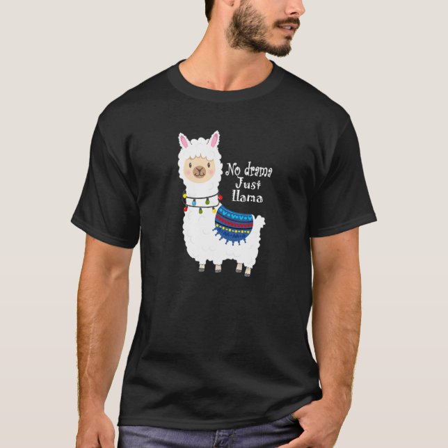 Lama Alpaca Inget Drama Bara Lama T Shirt (Framsida)