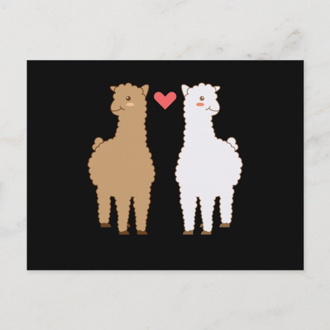 Lama Alpaca Lamas Alpacas Söt Djurdesign Vykort (Framsida)