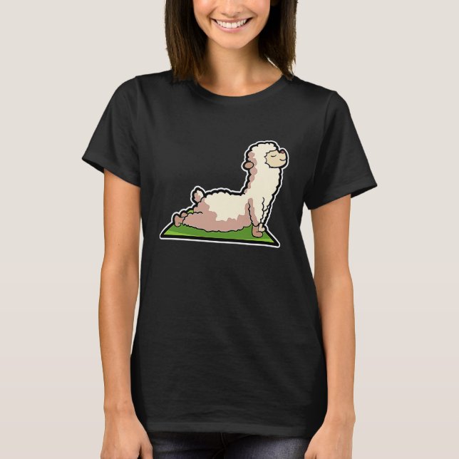 Lama Alpaca Yoga Poses Sport Gymnastics Ohmmm Hear T Shirt (Framsida)
