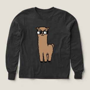 Lama Alpacka Iklädd Glasögon Nörd Nördig Söt T Shirt