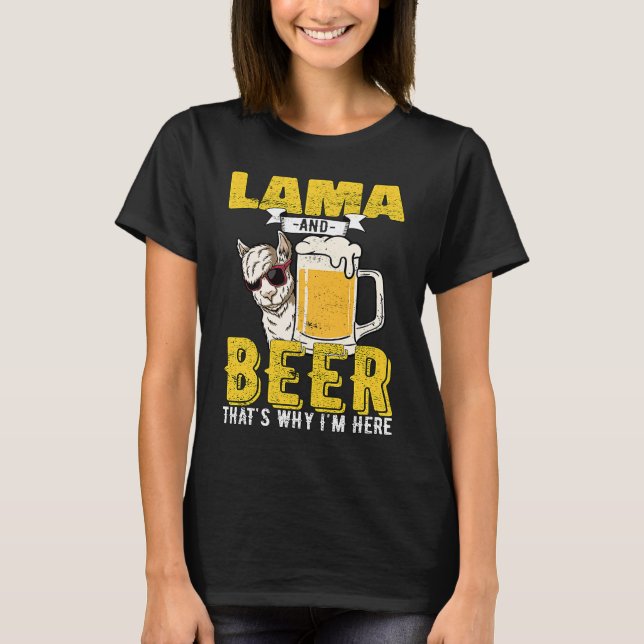 Lama Beer Lamas Alcohol T Shirt (Framsida)