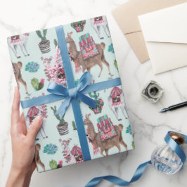 Lama | blå | Inpackningspapper Presentpapper