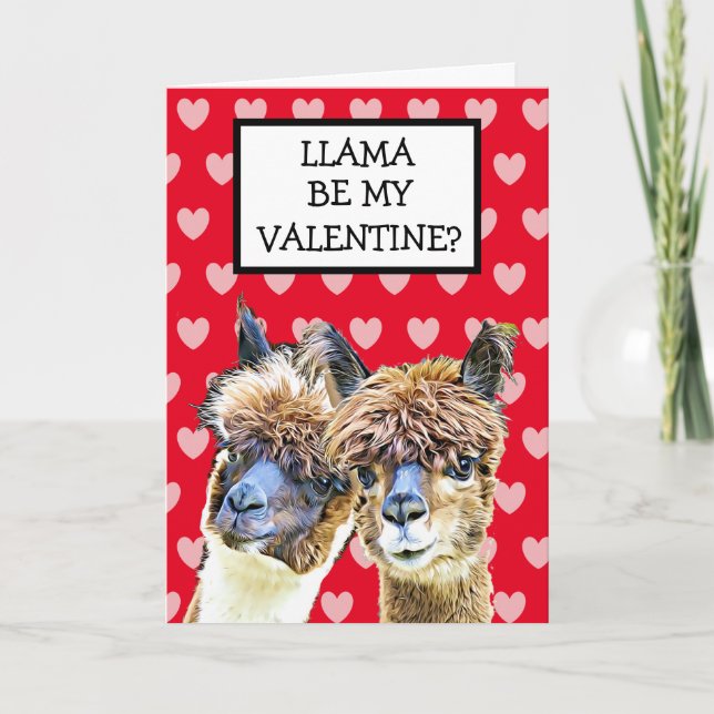 Lama, bli min Alla hjärtans dag? Jag Älskar dig Ma Kort (Framsida)