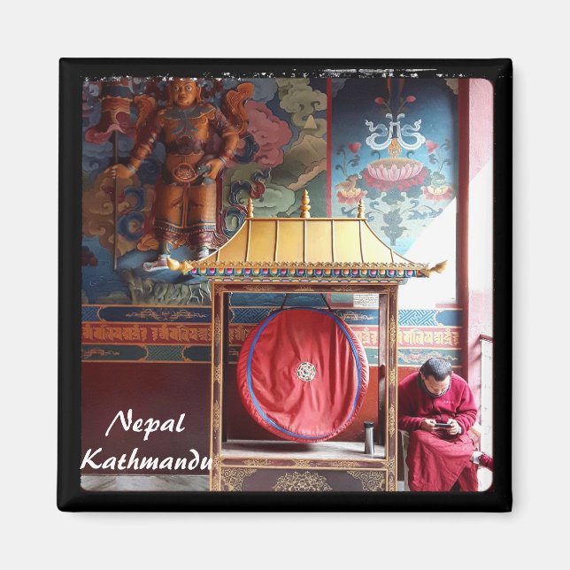 Lama, Gong & Mobil - Kathmandu, Nepal Magnet (Framsidan)