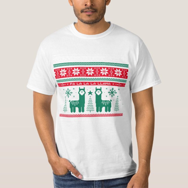 Lama Helgdag Ugly Sweater T-Shirt (Framsida)
