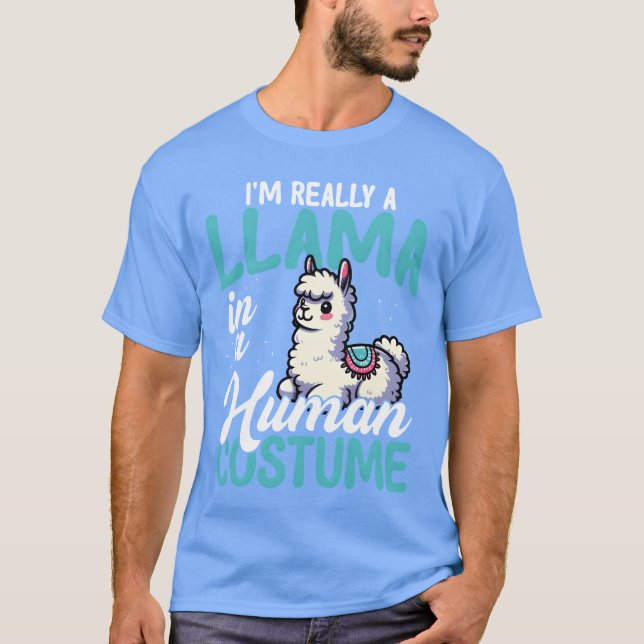 Lama i människodräkt Roliga vänner T Shirt (Framsida)