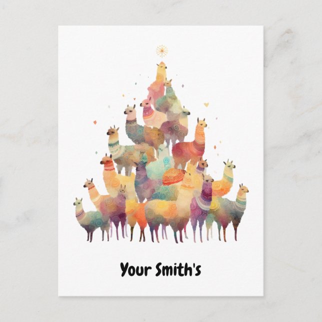 lama-jul helg vykort (Framsida)