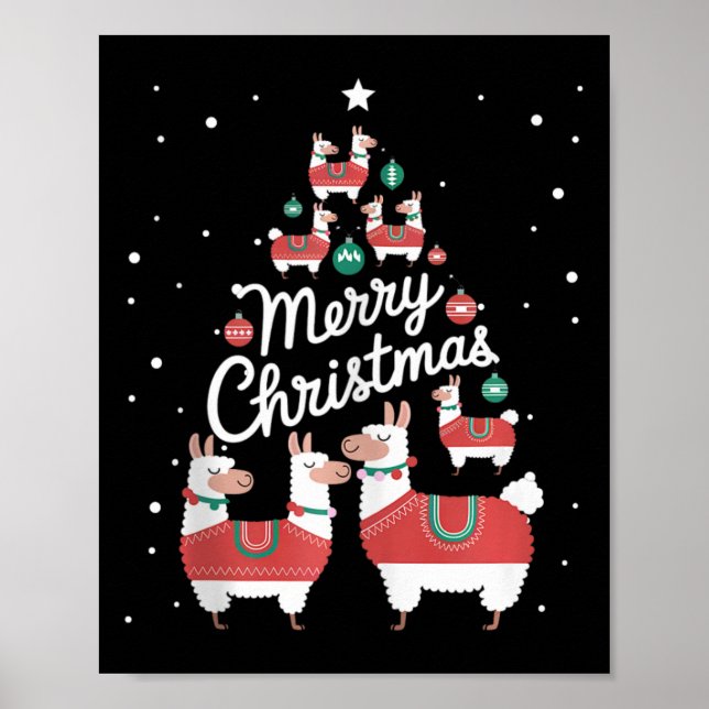 Lama Julafton Träd Llamas Julgran Poster (Framsidan)