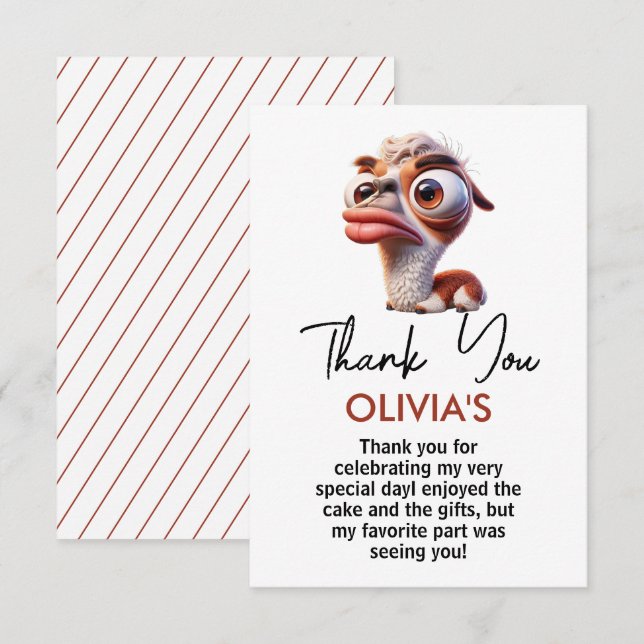 Lama lustiga Caricatures Mexikansk första födelsed Tack Kort (Fram/baksida)