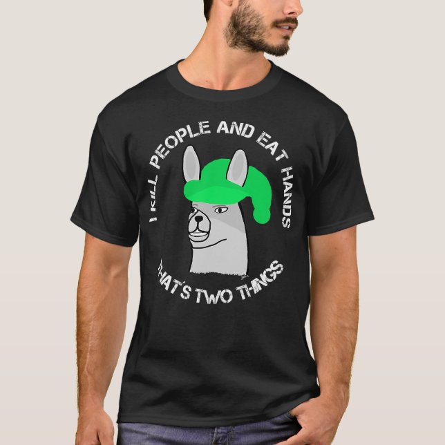 Lama med hattlama med hattkarl som är två t shirt (Framsida)