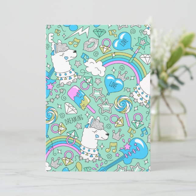 Lama mönster 2 tack kort (Stående Fram)