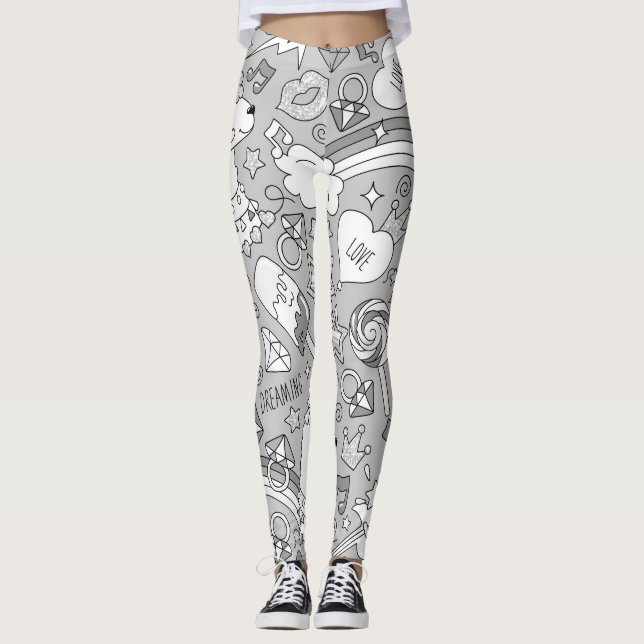 lama mönster 4 leggings (Framsida)