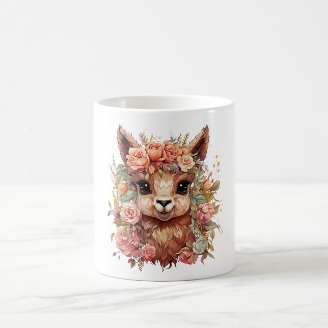 Lama Natur Illustration – Sött Lama Djur Design Kaffemugg (Center)