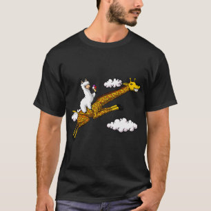 Lama som rider giraff t shirt