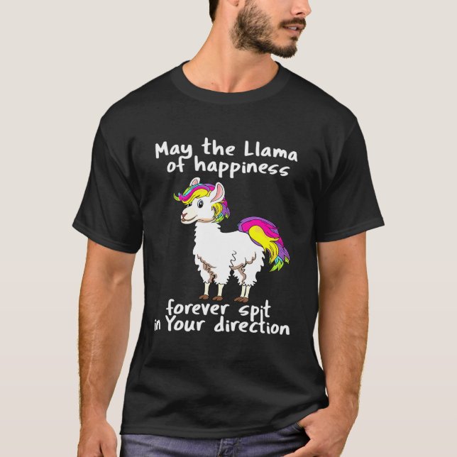 Lama Spott Händer Citat Mening Regnbåge Färgrik T Shirt (Framsida)