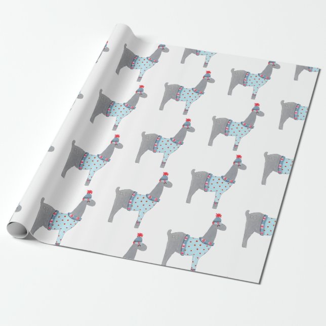 Lama-tema jul presentpapper (Utrullad)