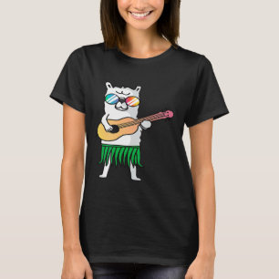 Lama Ukulele Luau Söt Cool Hawaii Alpaca T Shirt
