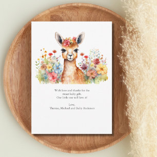 Lama Vilda Blommor Baby Shower Tackkort