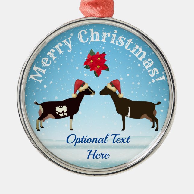 LaMancha Dairy Goat-jul i snö Julgransprydnad Metall (Framsidan)