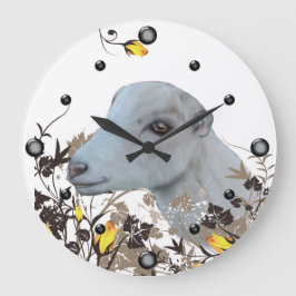 LaMancha Goat Painting Blommigt Wall Clock Stor Klocka