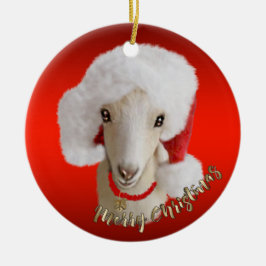 LaMancha Goat Santa Hat-julprydnad Julgransprydnad Keramik