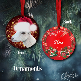 LaMancha Goat Santa Hat-julprydnad Julgransprydnad Keramik