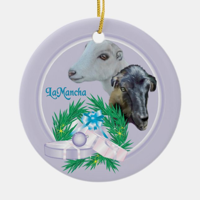 LaMancha Goat Wandeans Helgdag Ornament (Framsidan)