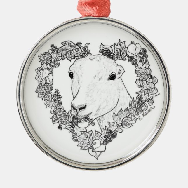 LaMancha huvud i hjärta Julgransprydnad Metall (Framsidan)