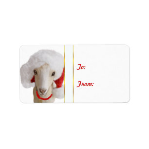 LaMancha Santa Hat Goat jul Gift Märkre Sticker Adressetikett