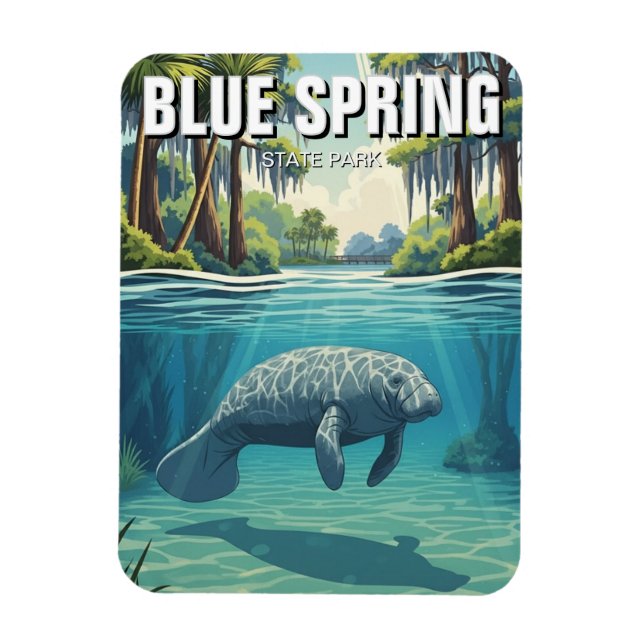 Lamantin i Blue Spring State Park Magnet (Vertikal)