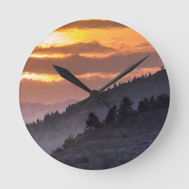 Lamar Valley Sunset Rund Klocka (Framsida)