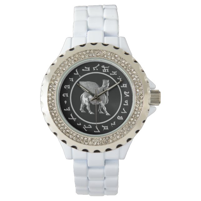 Lamassu och Assyrian Alphabet Watch Armbandsur (Framsida)
